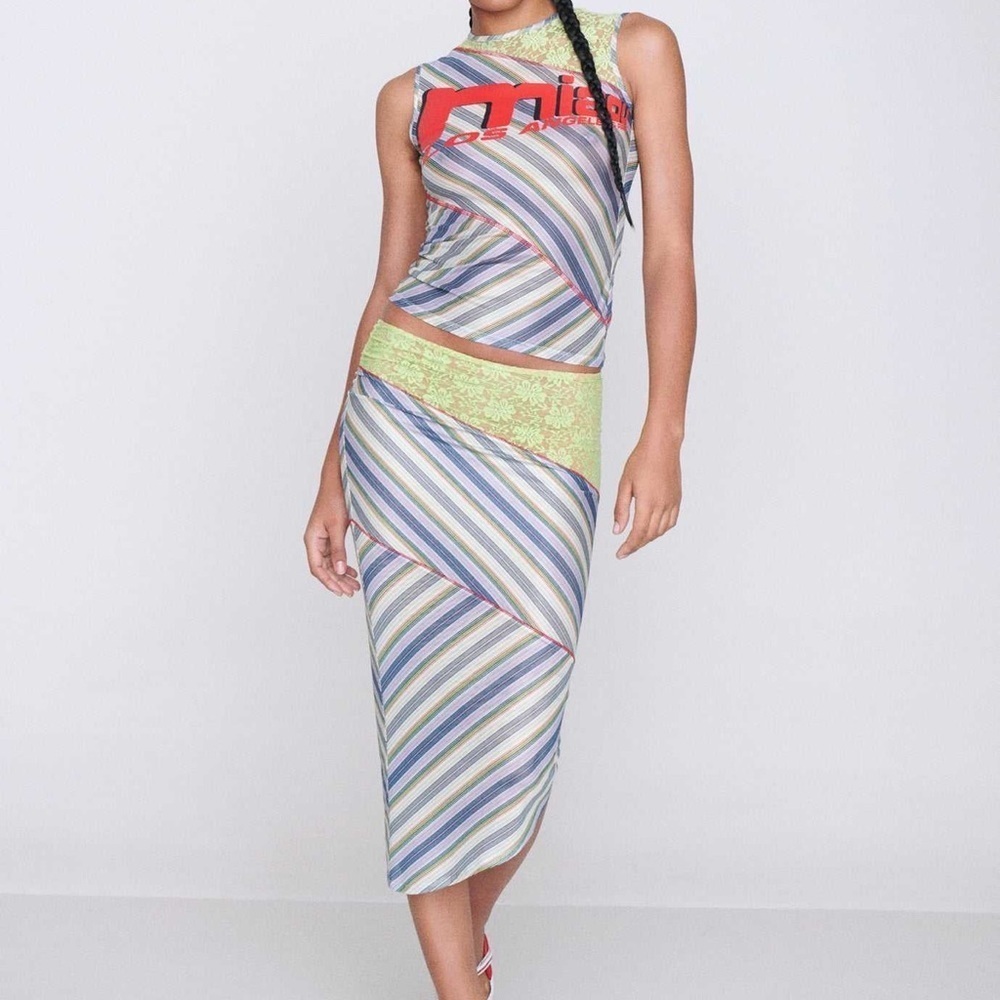 Miaou Skirt Valentina Mixed‎ Print Asymmetrical 90s Y2K Midi Sz XS